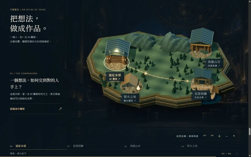 網站的 3D 探險地圖